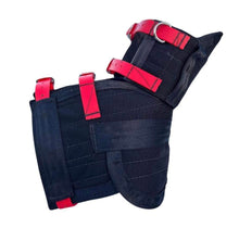 Load image into Gallery viewer, ULTRA ¾ CHESTPLATE WITH LEG PLATES ALL BLACK/ RED STRAPS &amp; LOGO
