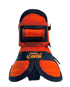 ULTRA ¼ CHESTPLATE ORANGE/ BLACK . With leg plates and Built in tracker protector.