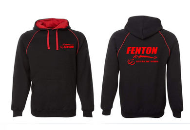 FENTON FLEESE CONTRAST HOODIE BLACK/RED