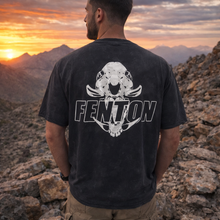 Load image into Gallery viewer, Short Sleeve Fenton T-shirt, Black Acid Washed /White Boar Skull
