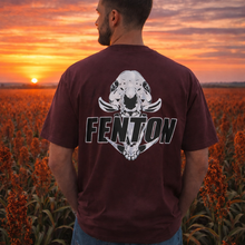 Load image into Gallery viewer, Short Sleeve Fenton T-shirt, Maroon and White Boar Skull