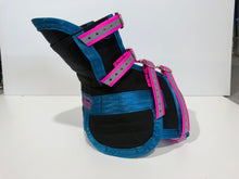 Load image into Gallery viewer, ULTRA ¾ CHESTPLATE WITH LEG PLATES BLACK/ TEAL/HI VIS PINK STRAPS