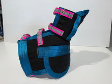 Load image into Gallery viewer, ULTRA ¾ CHESTPLATE WITH LEG PLATES BLACK/ TEAL/HI VIS PINK STRAPS