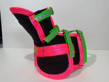 Load image into Gallery viewer, ULTRA ¾ CHESTPLATE WITH LEG PLATES BLACK/ PINK /HI VIS GREEN STRAPS