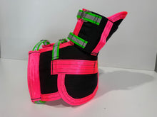 Load image into Gallery viewer, ULTRA ¾ CHESTPLATE WITH LEG PLATES BLACK/ PINK /HI VIS GREEN STRAPS
