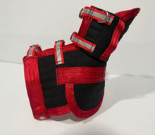 Load image into Gallery viewer, ULTRA ¾ CHESTPLATE WITH LEG PLATES BLACK/ RED /HI VIS RED STRAPS