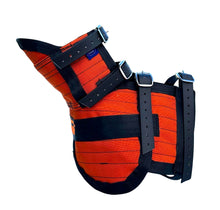 Load image into Gallery viewer, ULTRA ¾ CHESTPLATE WITH LEG PLATES ORANGE /BLACK BLACK STRAPS