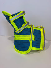 Load image into Gallery viewer, S 25-33KG | FENTON ULTRA ¾ CHESTPLATE WITH LEG PLATES CYAN / YELLOW / HI VIS STRAPS