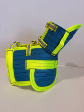 Load image into Gallery viewer, S 25-33KG | FENTON ULTRA ¾ CHESTPLATE WITH LEG PLATES CYAN / YELLOW / HI VIS STRAPS