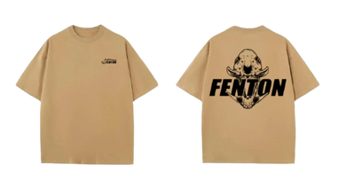 Short Sleeve Fenton T-shirt, Beige and Black Boar Skull