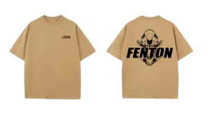 Short Sleeve Fenton T-shirt, Beige and Black Boar Skull